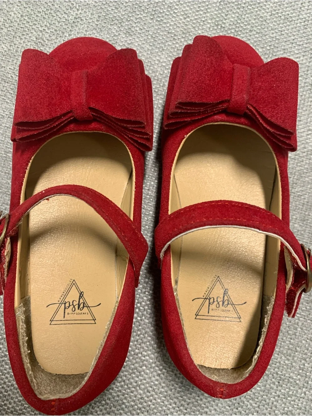 Girls Red Mary Jane Bow Shoes